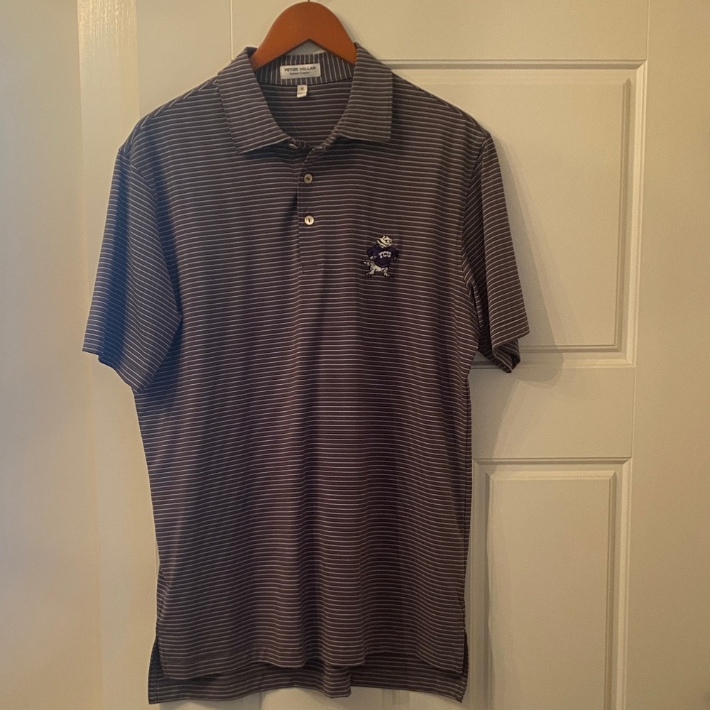 Peter Millar Men's Polo Shirt - Black and Gray Stripes